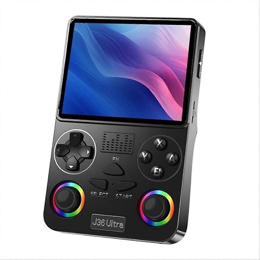 J36 Ultra Handheld Gaming Console – 3.5" IPS HD Screen, 64GB with 30,000+ Preloaded Retro Games, RGB Dual Joysticks & Rechargeable Battery