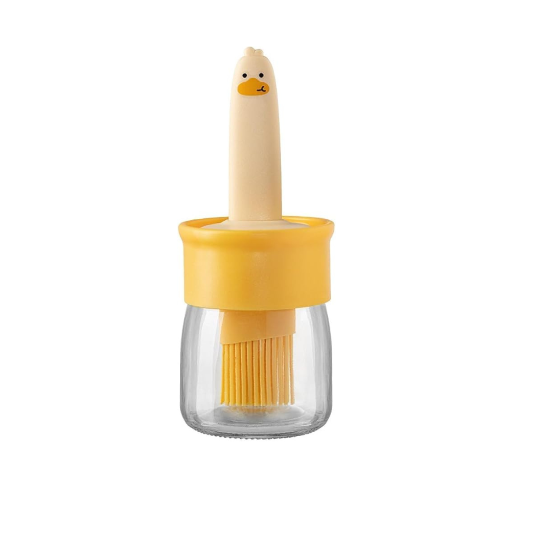 Cute Duck Oil Dispenser & Silicone Brush 2-in-1 | Leakproof Kitchen Oil Bottle for Cooking, Baking & BBQ