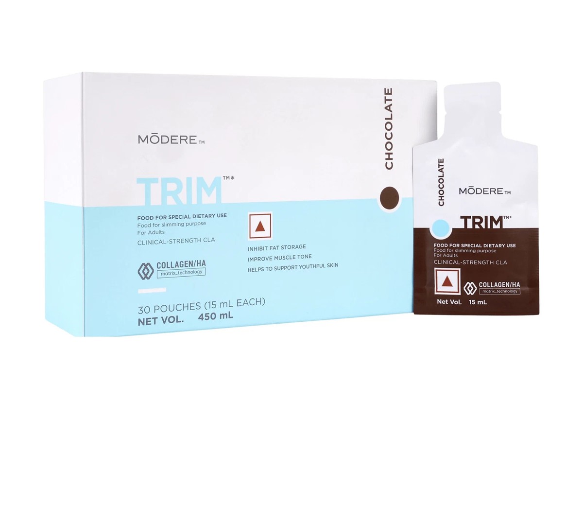 Modere TRIM Collagen HA, Chocolate, 15N x 30 ML